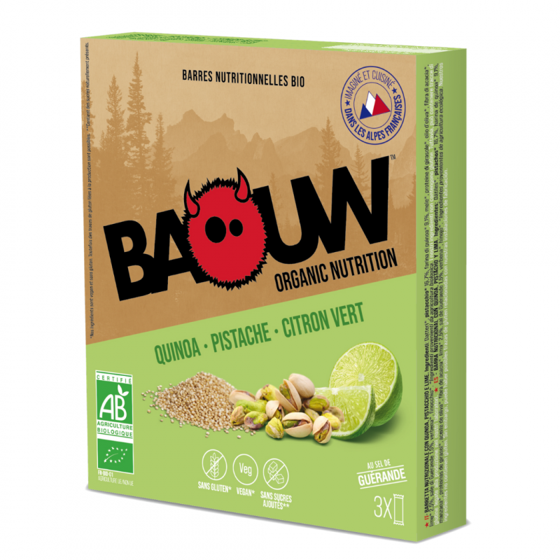 Acheter Barre Sucre Quinoa Pistache Citron Vert Biologique Baouw